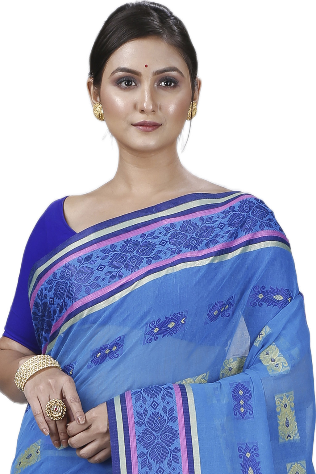 Blue Pure Cotton Uditi Tant Saree (1226)